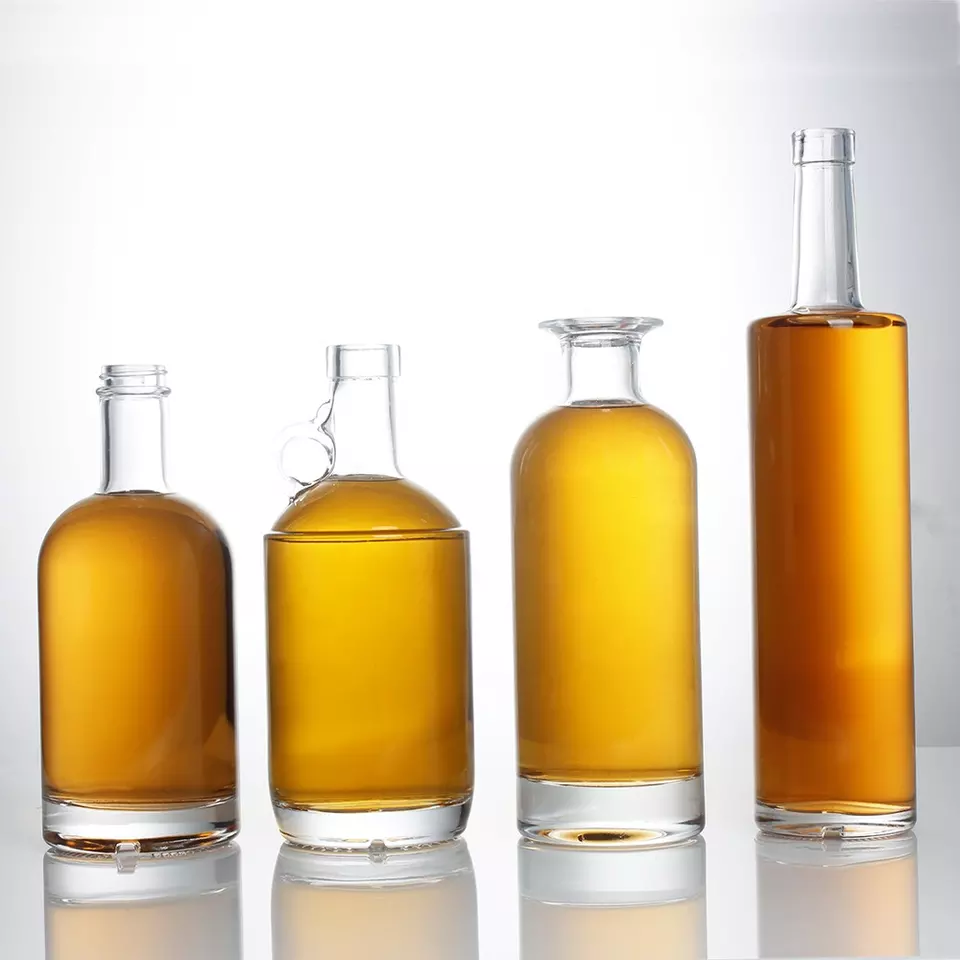 500ml 700ml 750ml Clear Glass Liquor Bottle for Whisky Tequila Brandy Gin Vodka Rum