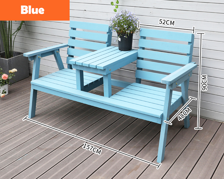 Outdoor Courtyard Solid Wooden Double Chair Bench with Table Enjoy Your Patio in Style