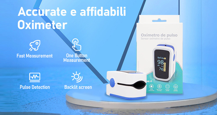 Blue And White Finger Clip Pulse Oximeter Fast Measurement Four Color OLED Screen