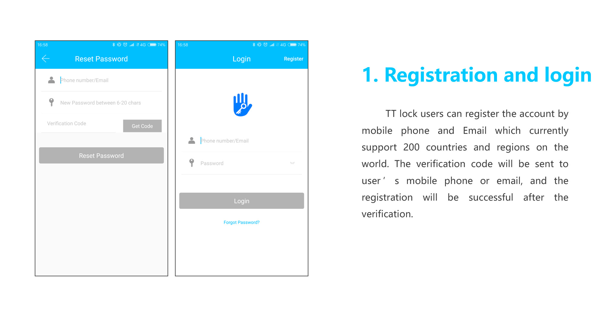 Remote Control APP Door Lock /Fingerprint Scanner Door Lock Support Mobile Bluetooth Application For Apartment