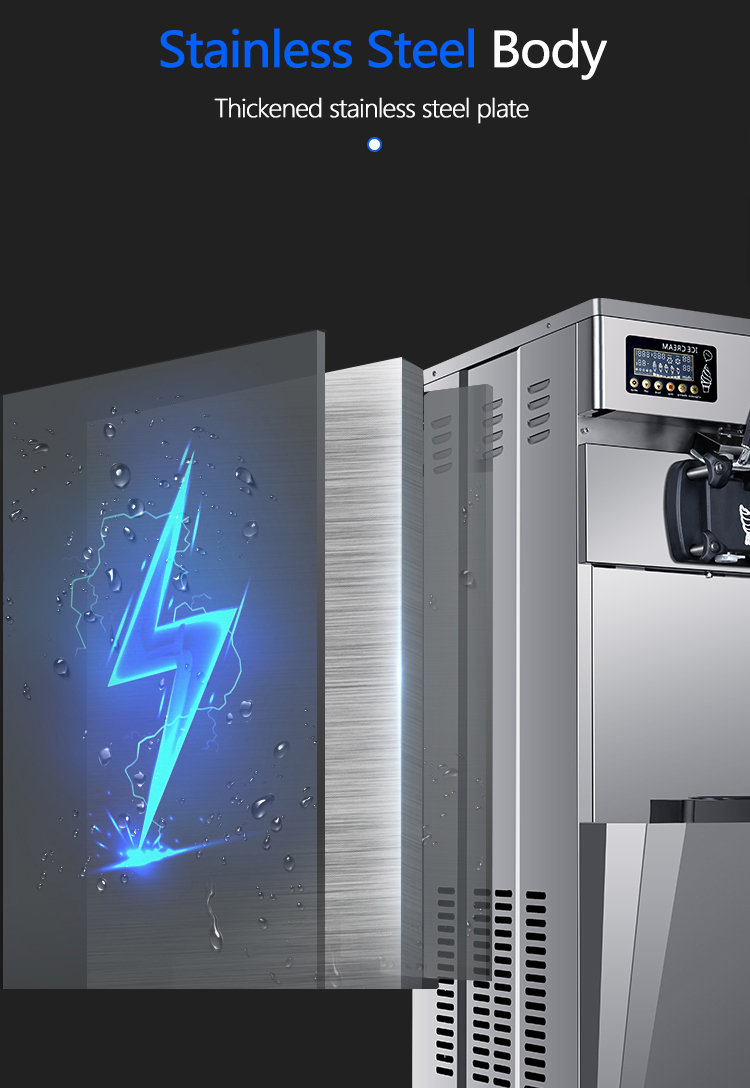 20L/H Automatic Soft Serve Ice Cream Machine for Business Prices Mix Hopper 4Lx2 Power W 1850
