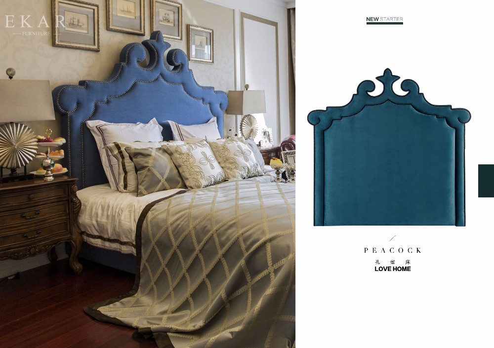 Wooden Bed Models Blue Upholstered Headboard Royal King Size Bed