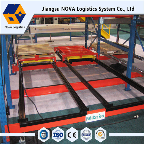 Customized Push Back Pallet Racking With First In / Last Out Storage Type