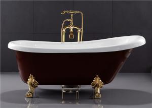 China 67 Inch PMMA Acrylic Free Standing Bathtub Clawfoot Soaking Tub Dark Red Color wholesale