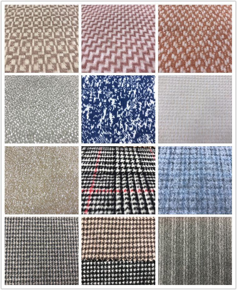 Chenille Woven Feather Brushed Polyester Wool Coating Fabric 850gsm