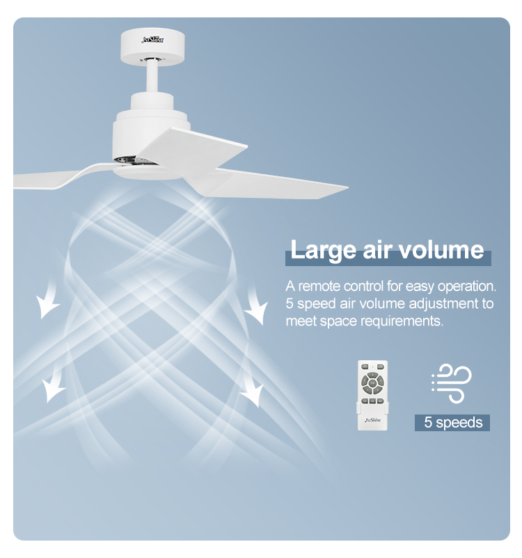 Class A Energy Efficiency Rating 52 Inch/OEM 1stshine Ceiling Fan Modern 220V DC 5 Speed