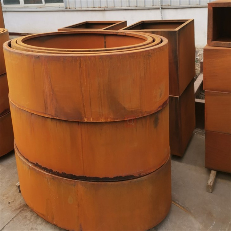 Round corten steel flower planter metal durable flower pot