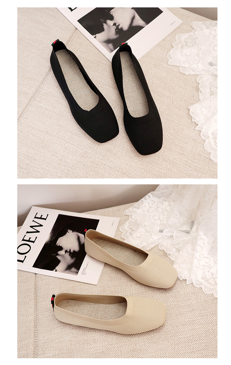 Knitted Round Head Flat Bottomed Daily All Match Women'S Loafers Lady Flats Shoes
