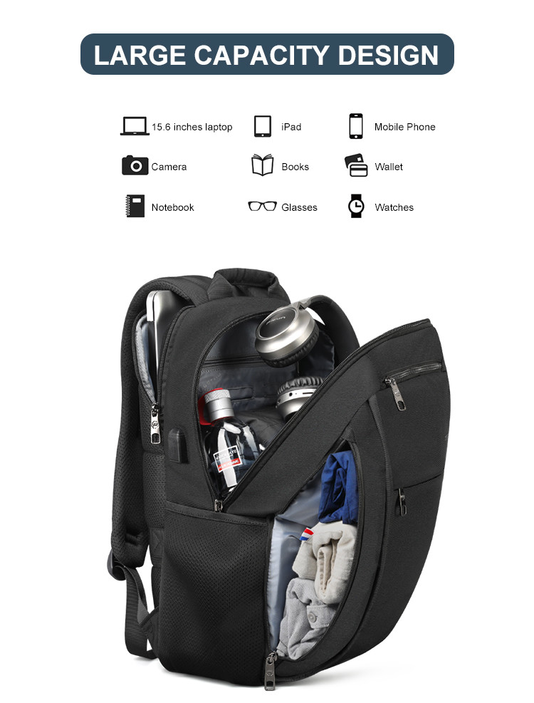 Anti Bacterial Theft Usb Charging Business Travel Backpacks 15.6 Inches