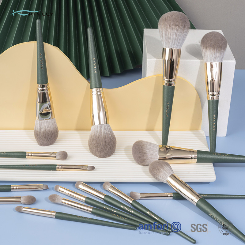 OEM 16 Pieces Cosmetic Rose Gold Makeup Brushes With Vegan Hair
