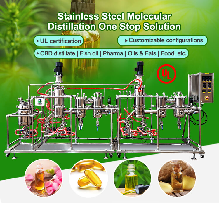 OEM Wiped Film Evaporator TOPTION Industrial Essential Oil Extraction Machine