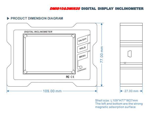 RION DMI810 High Reliable Touch Screen Digital Inclinometer