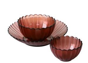 China Fruit Food Solid colored Golden Rim 4 Oz Glass Bowl , Lead Free Glass Plate Bowls wholesale