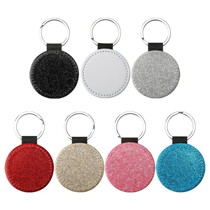Personalized Sparkle Leather Pendant Key Chain For Sublimation Printing