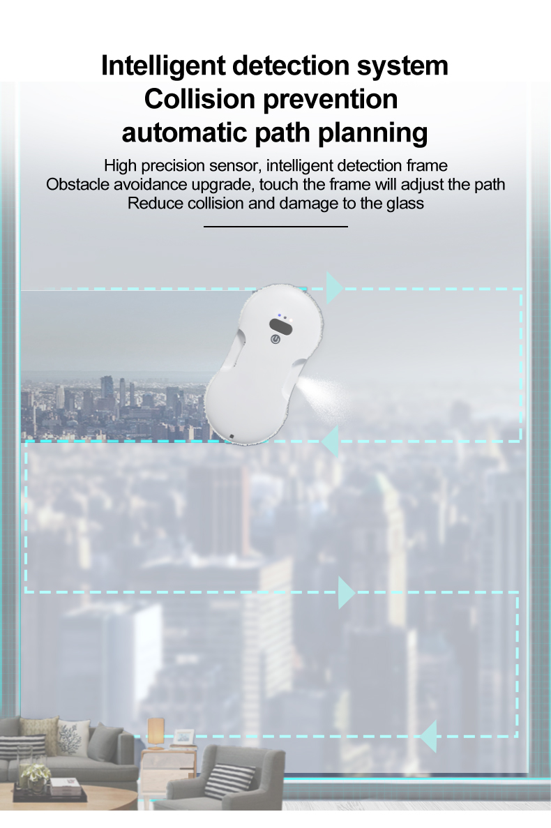 Convenient Remote Control Household Electric Window Cleaning Robot with 4m Safety Rope