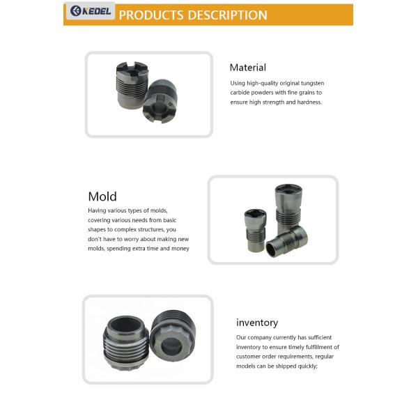 Custom Cemented Tungsten Carbide Alloy Spiral Thread Inner Hexagonal Head Water Spray Nozzle for PDC Drilling Oil Equipment