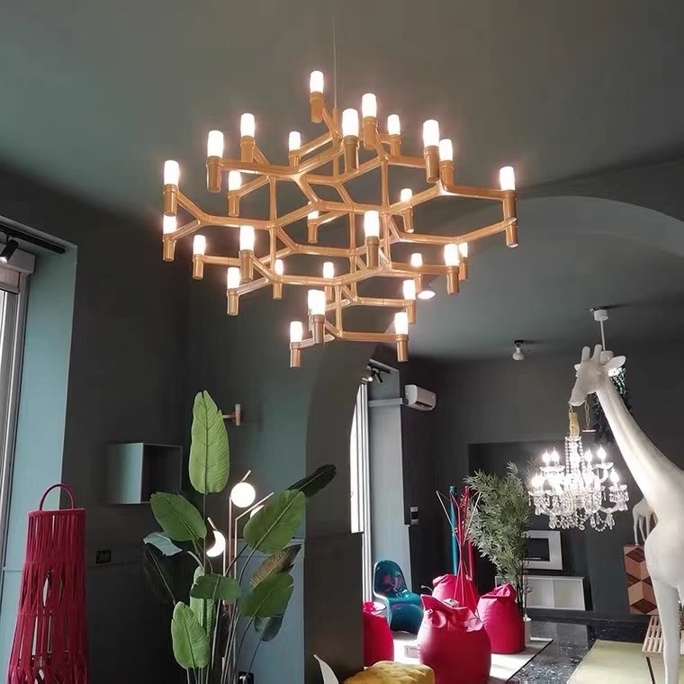 Large LED Chandelier Luxury Living Room Hanging Light