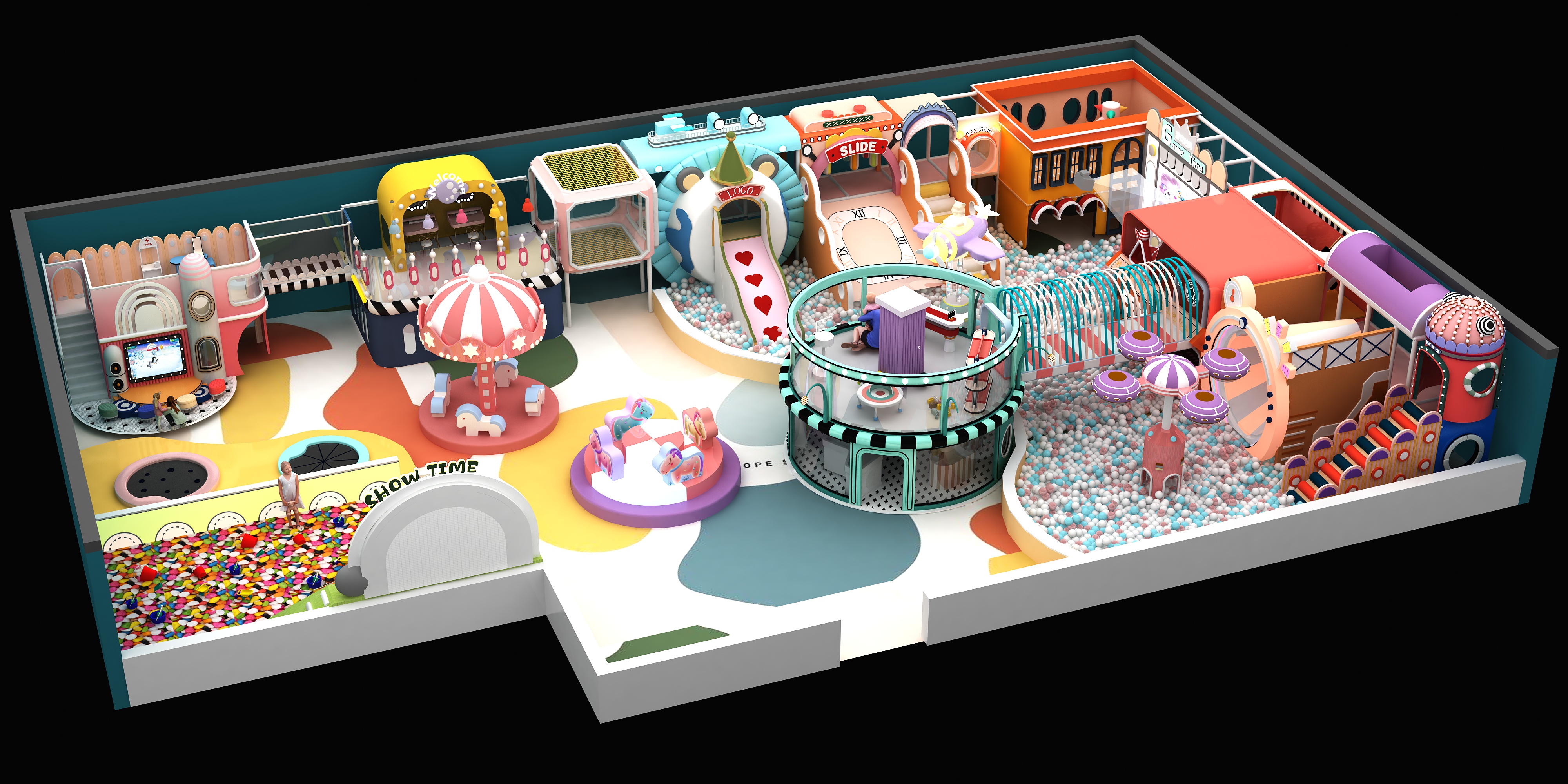 Kid Adult Modules Area Equipments for Customized Children Play Set Without Inflatable