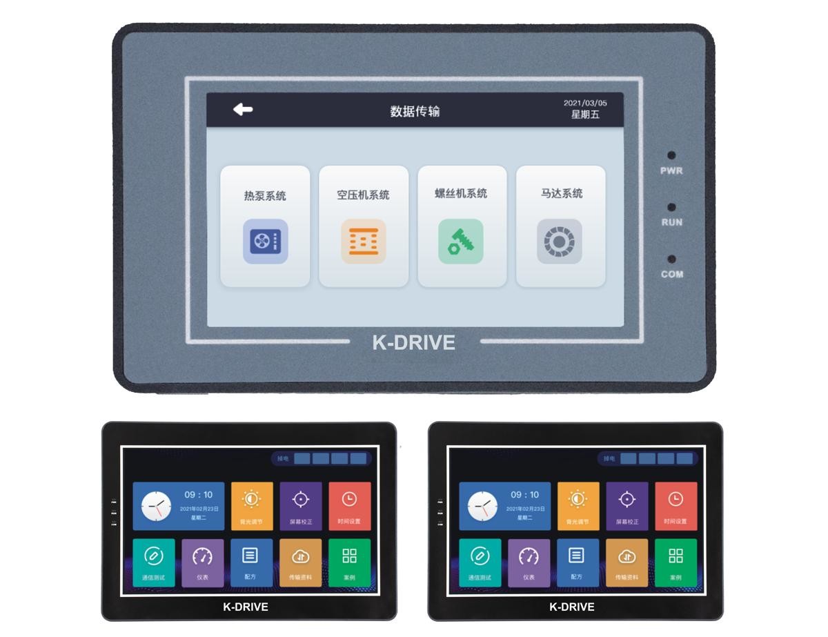 CE Black 7 Inch HMI Touch Screen With 232 422 485 USB Ethernet U Disk Interface