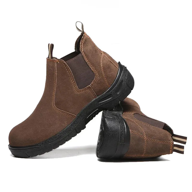 Brown Anti Electric Shock Shoes S3 Plastic Toe Safety Boots Anti Slip