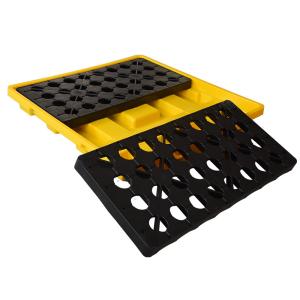 China HDPE Poly Plastic Spill Pallets 55 Gallon Drum Secondary Containment Pallet Bunding wholesale