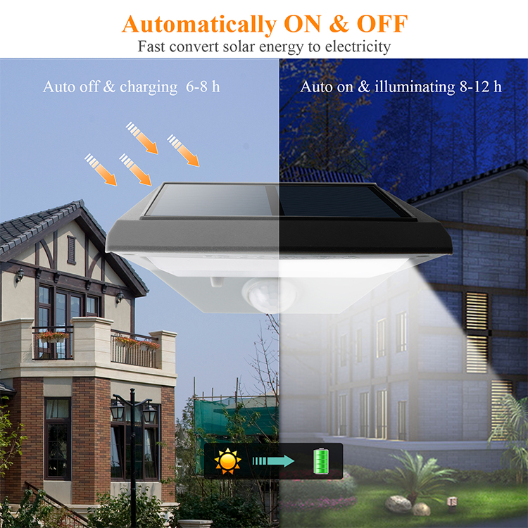 Solar Rechargeable Wall Light Super Bright LED Outdoor Modern Motion Sensor Waterproof