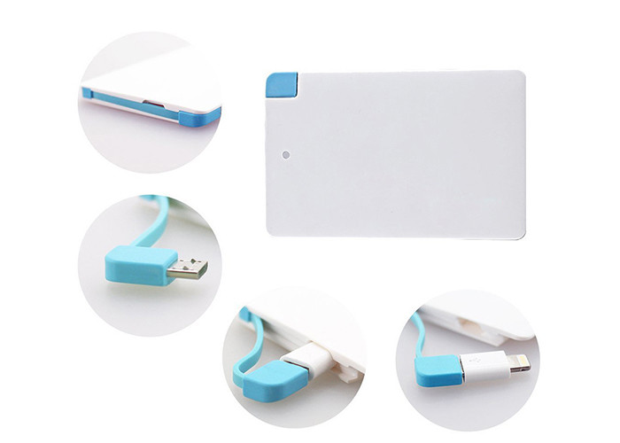 2500mAh 4000mAh Card Portable Power Bank With Charging Line Plastic Material
