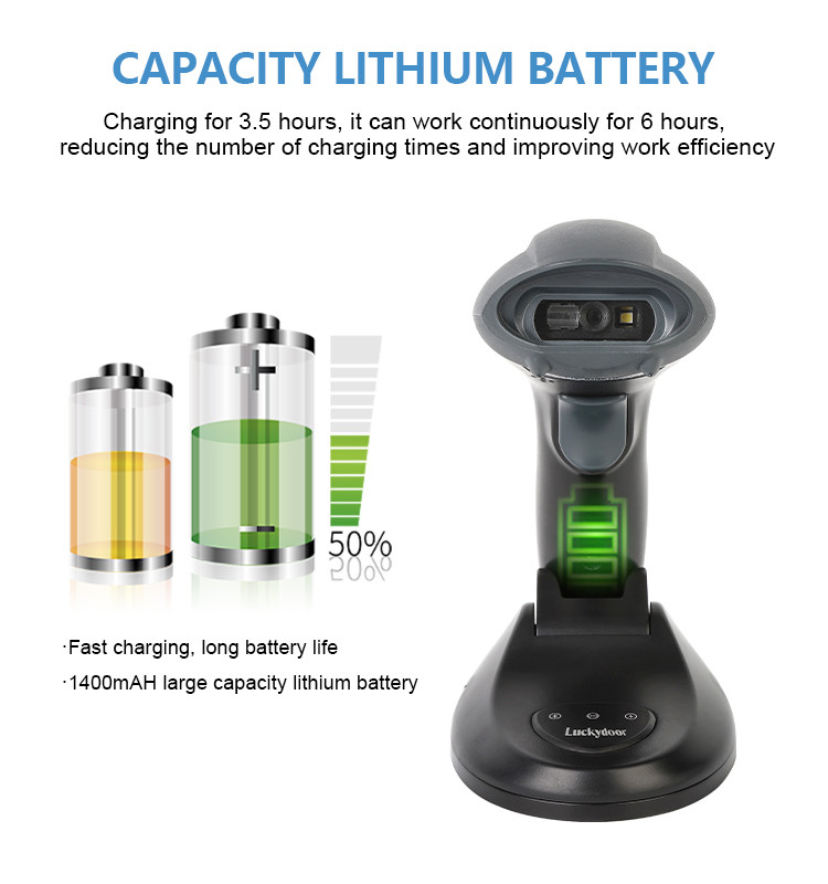 Wireless Bluetooth 1D 2D Barcode Scanner CMOS Imager With Charging Base / Stand