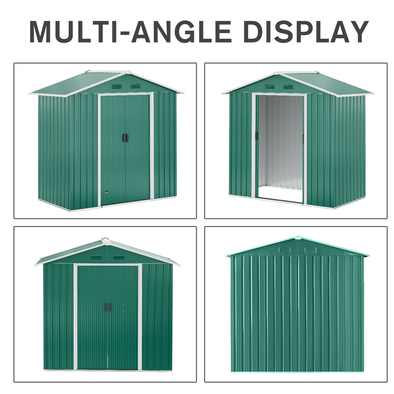 Steel Double Sliding Door Storage Shed AJUNION Metal Garden Shed Tool House for Storage