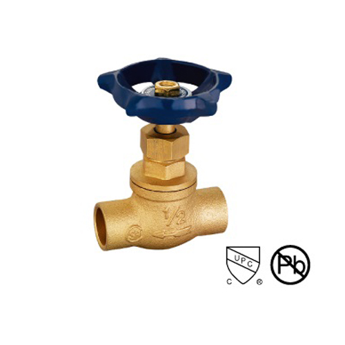3/8"-3/4" Solder Ends Connect Brass Stop Valve Straight Through Type Renewable Seat And Disc