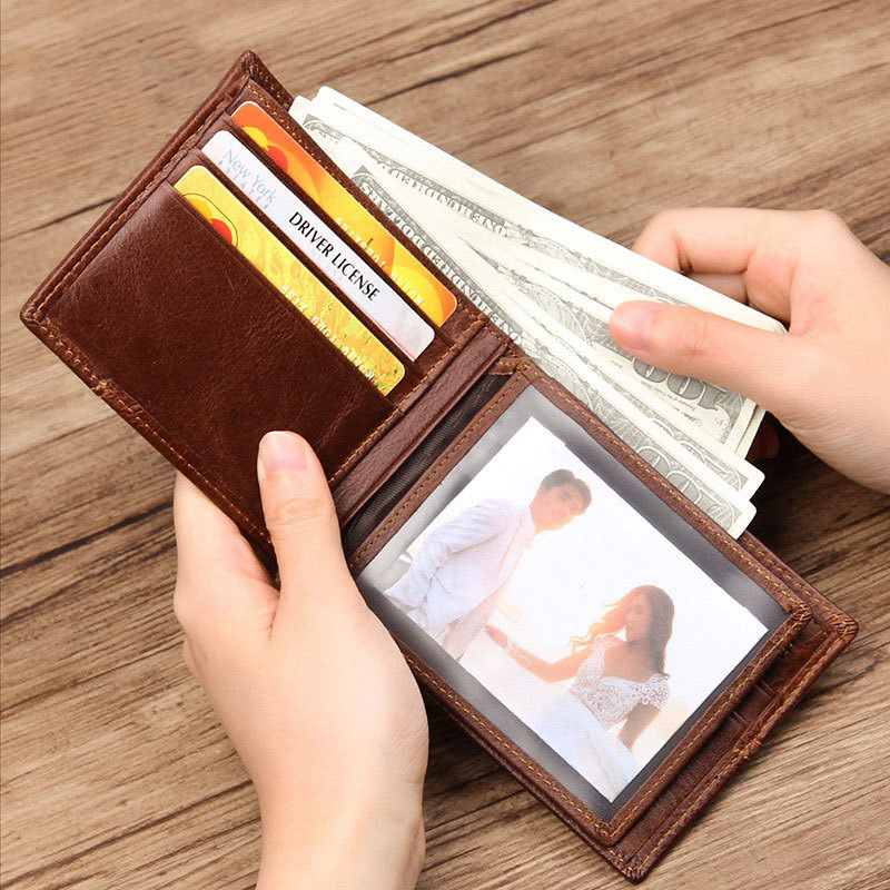 Daily Life Main Material GENUINE LEATHER Wallets For Man Anti-Theft Short Male Purses