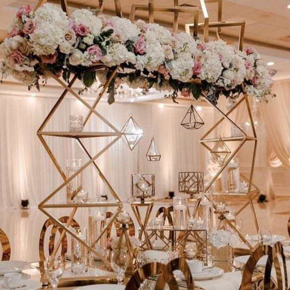160CM wedding standing flower arrangements square gold black white