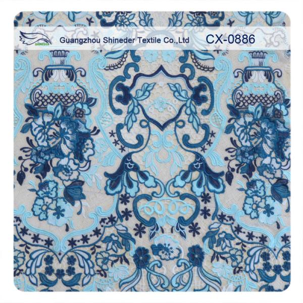 120cm ± 5% Polyester Floral Embroidered Crochet Lace Fabric For Underwear / Lingerie / Dress