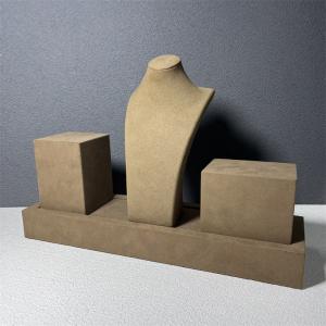 China Brown Velvet Microfiber Necklace Holder Stand Medium Small Jewelry Mannequin Bust wholesale