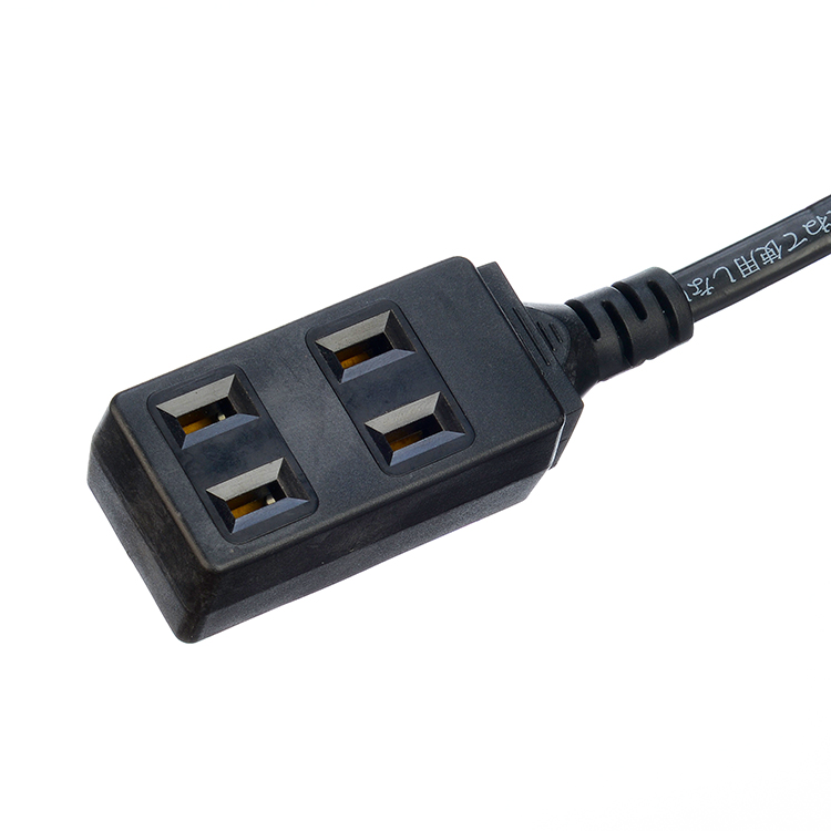 Power Cord Extension Cords 2pin JET Plug With 3 Sockets for Electric Blanket 125V Network N/A Female socket JET 3 waysocket