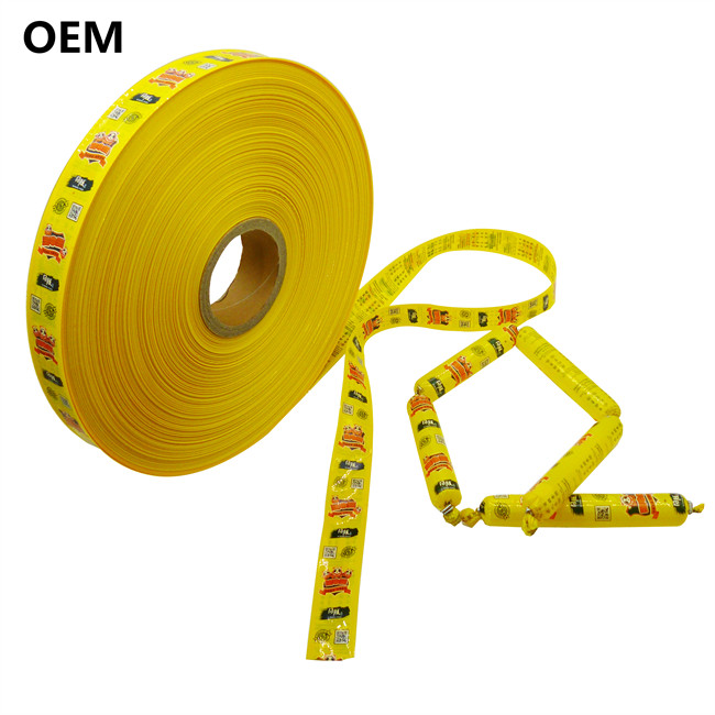 Sausage Casings Yellow Colour Printed Artificial Sausage Skin For Steam Cooked Sausages