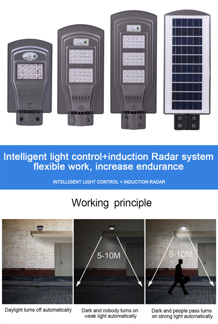 5000 Lumens All In One Solar Street Courtyard Light 100W 200W Aluminum Alloy Shell