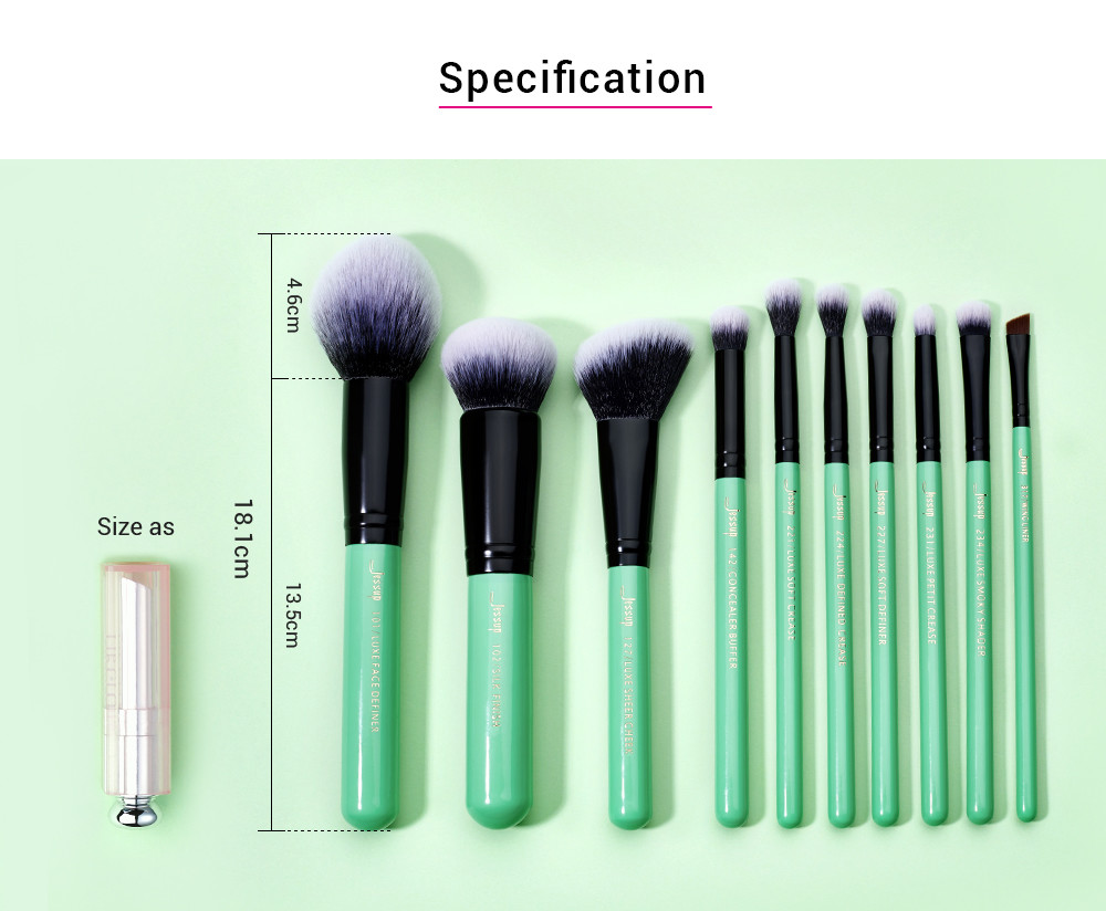 Neo Mint Face And Eye Makeup Brush Set With Bag Antibacterial