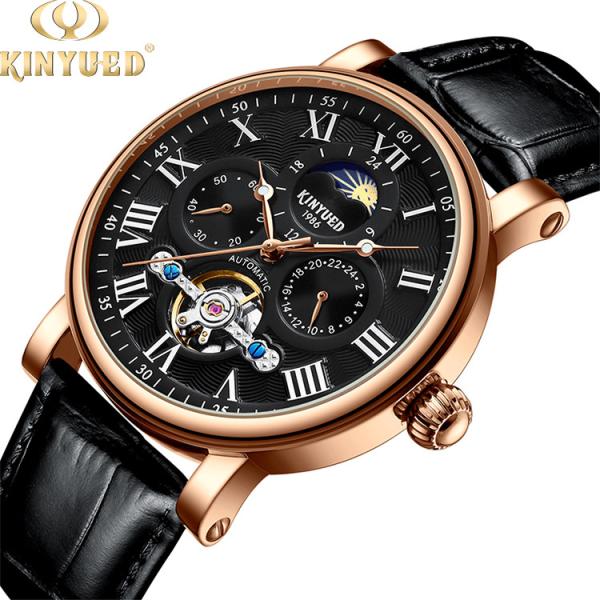 KINYUED mans watches custom logo wholesale luxury luminous hands automatic