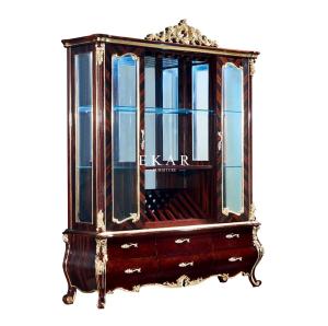 China Antique Solid Wood Glass Cabinet With Drawer LF-501 wholesale