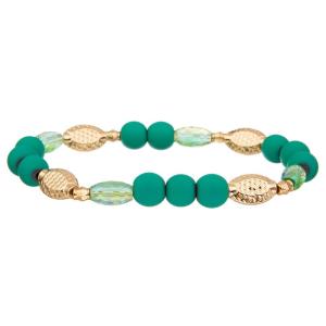 China Green Crystal Beads Minimalist Stretchy Bracelet Stackable Handmade Dainty wholesale