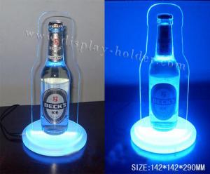 Bottle Shape Revolving Acrylic Plastic Wine Holder With Light On The Bottom