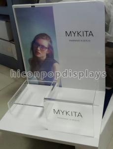 China Clear Acrylic Tabletop Sign Holders / Acrylic Counter Display Stands wholesale