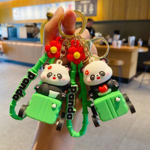 China Silicone Keychain Pendants For Purse , Cute Panda Keychain Charms wholesale