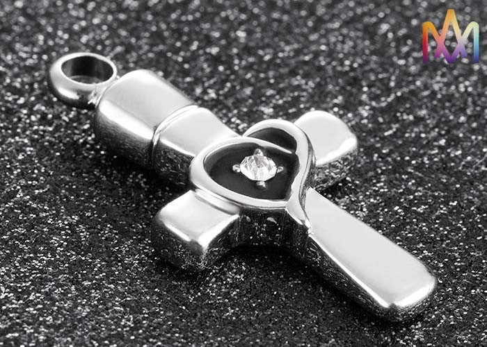 19.5x38.5MM Rustproof Cross Urn Engraved Necklace Charms
