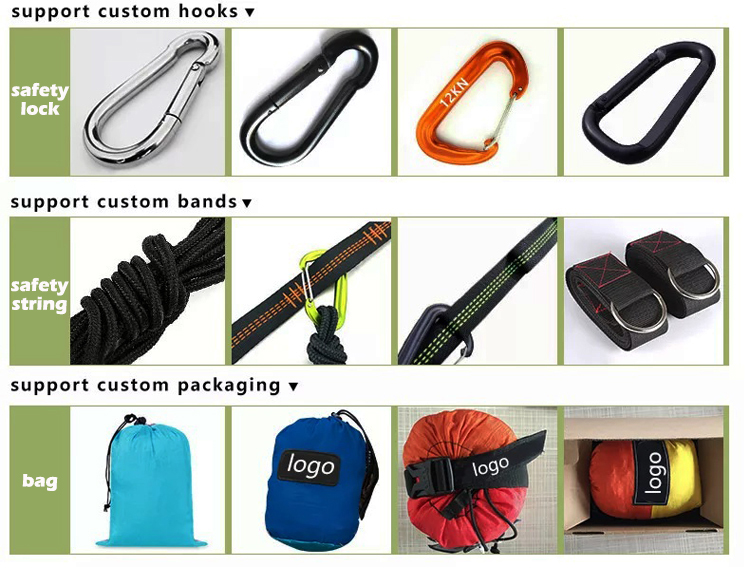 Outdoor Garden Parachute Portable Lightweight Folding Nylon Camping Hammocks with Mosquito Net