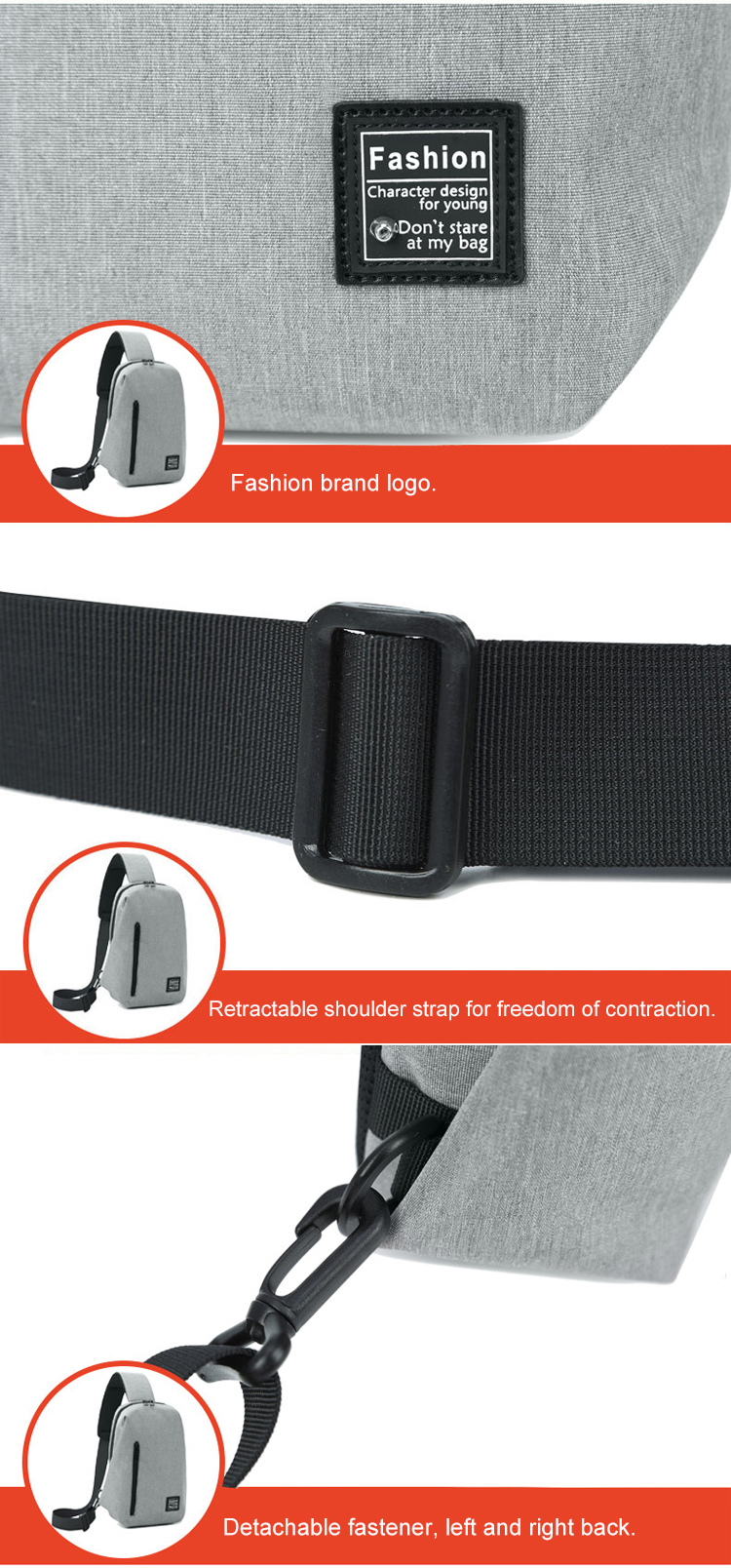 ISO9001 Wear Resistant Mens One Strap Backpack 18*8*32cm
