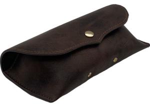China Dark Brown Luxury Leather Glasses Case , Soft Leather Sunglasses Case wholesale