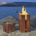 1200mm Square Corten Steel BBQ Grill Charcoal Burning Decorative