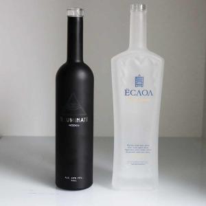 China Vodka Gin Unique Premium Frosted Glass Bottle With Screen Printing wholesale